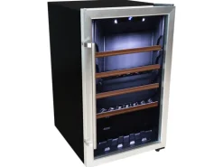 Tronitechnik Weinkühlschrank Getraenkekühlschrank 126 Liter 63 Flaschen Wein Kühlschrank Edelstahl-Optik Mit Led