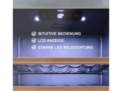 Tronitechnik Weinkühlschrank Getraenkekühlschrank 126 Liter 63 Flaschen Wein Kühlschrank Edelstahl-Optik Mit Led