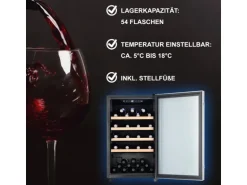 Tronitechnik Weinkühlschrank Getraenkekühlschrank 126 Liter 63 Flaschen Wein Kühlschrank Edelstahl-Optik Mit Led