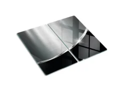 Tulup Herdabdeckplatte SET aus 2 Stück 30x52 cm Schneidebrett aus Glas Schutzplatte Küchenutensilien Spritzschutz Textur