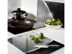 Tulup Herdabdeckplatte SET aus 2 Stück 40x52 cm Glas-Servierbrett Küchenutensilien Schutzplatte Spritzschutz Textur