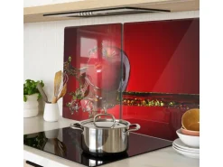 Tulup Herdabdeckplatte SET aus 2 Stück 40x52 cm Schneidebrett Glas Schutzplatte Küchenutensilien Apfel und Wasser