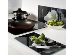 Tulup Herdabdeckplatte SET aus 2 Stück 30x52 cm Glas-Servierbrett Küchenutensilien Schutzplatte Spritzschutz Orchidee