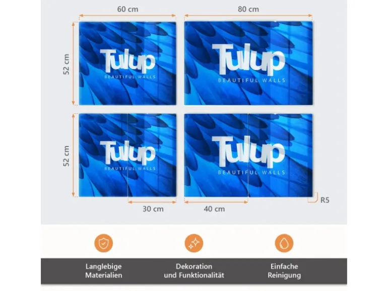 Tulup Herdabdeckplatte SET aus 2 Stück 30x52 cm Schneidebrett aus Glas Schutzplatte Spritzschutz Abdeckung Marmor