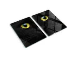 Tulup Herdabdeckplatte SET aus 2 Stück 40x52 cm Schneidebrett aus Glas Schutzplatte Küchenutensilien Katzenaugen