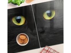 Tulup Herdabdeckplatte SET aus 2 Stück 40x52 cm Schneidebrett aus Glas Schutzplatte Küchenutensilien Katzenaugen