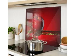 Tulup Herdabdeckplatte 60x52 cm Schneidebrett Glas Schutzplatte Küchenutensilien Spritzschutz Apfel und Wasser