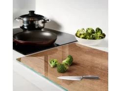 Tulup Herdabdeckplatte 80x52 cm Schneidebrett Glas Schutzplatte Küchenutensilien Spritzschutz Abdeckung Holz
