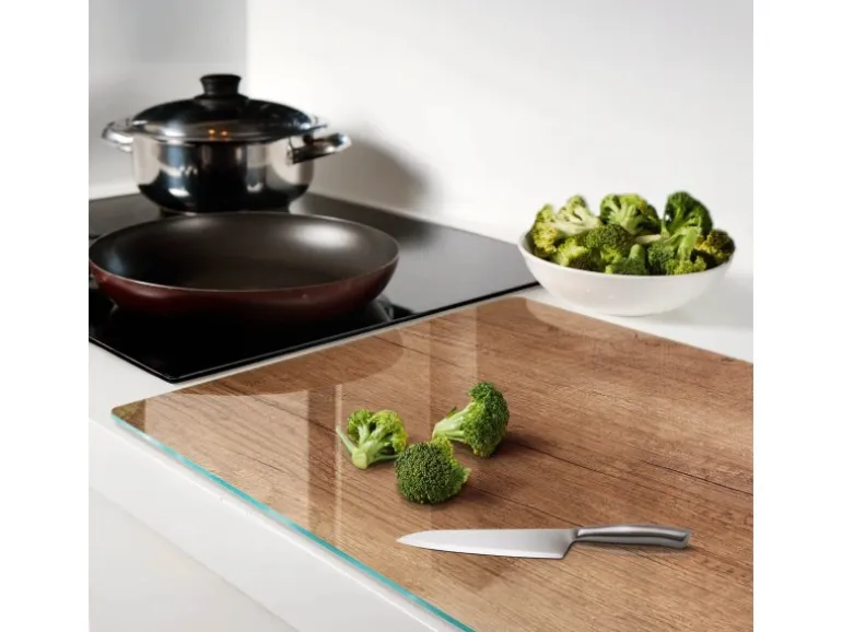 Tulup Herdabdeckplatte 80x52 cm Schneidebrett Glas Schutzplatte Küchenutensilien Spritzschutz Abdeckung Holz