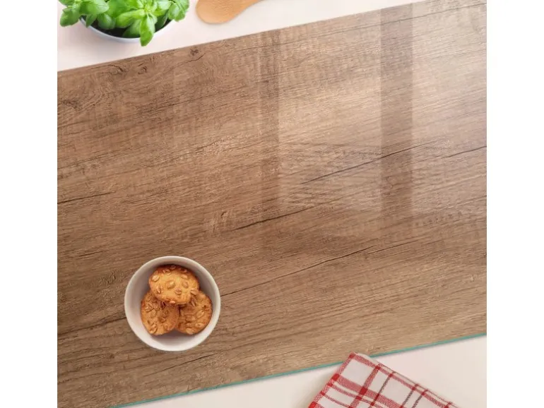 Tulup Herdabdeckplatte 80x52 cm Schneidebrett Glas Schutzplatte Küchenutensilien Spritzschutz Abdeckung Holz