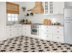 Tulup PVC Fliesen Selbstklebende 30 cm x 30 cm Set von 9 Klassische Klebefliesen Vinyl Bodenfliesen Klebefliesen für Küche Stern