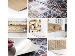 Tulup PVC Fliesen Selbstklebende 30 cm x 30 cm Set von 9 Klassische Klebefliesen Vinyl Bodenfliesen Klebefliesen für Küche Stern