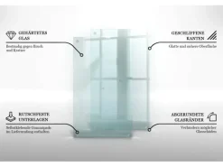 Tulup Schneidebrett Küchen Schneidebrett Glas 80x52 cm Rechteckiges Schneidebrett Glas Schneidebrett Transparent