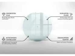 Tulup Schneidebrett Küchen Schneidebrett Glas 40x40 cm Rundes Schneidebrett Glas Schneidebrett Transparent