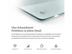 Tulup Schneidebrett Transparente Schneidebrett 52x40 cm Rechteckiges Schneidebrett Rutschfestes Schneidebrett Glas