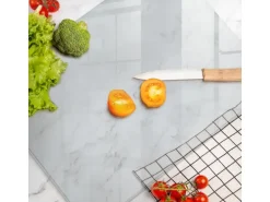 Tulup Schneidebrett Transparente Schneidebrett 52x40 cm Rechteckiges Schneidebrett Rutschfestes Schneidebrett Glas