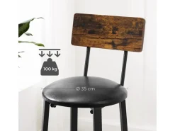 Vasagle Barhocker 2er Set mit PU-Bezug Braun-Schwarz