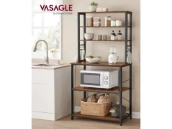 Vasagle Küchenregal 6 Ebenen und 6 Haken 40 cm x 80 cm x 167 cm Braun-Schwarz
