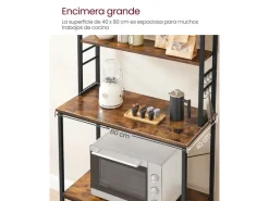 Vasagle Küchenregal 6 Ebenen und 6 Haken 40 cm x 80 cm x 167 cm Braun-Schwarz