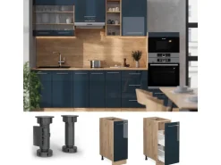 Vicco Apothekerschrank Fame-Line Dunkelblau Hochglanz/Goldkraft Eiche 30 cm ohne Arbeitsplatte