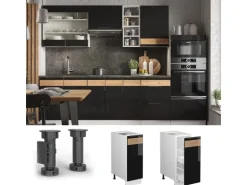 Vicco Apothekerschrank Fame-Line Schwarz-Eiche Hochglanz/Weiß 30 cm ohne Arbeitsplatte