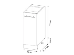 Vicco Apothekerschrank Fame-Line Schwarz-Eiche Hochglanz/Weiß 30 cm ohne Arbeitsplatte