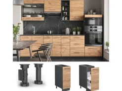 Vicco Apothekerschrank Fame-Line Goldkraft Eiche/Anthrazit 30 cm ohne Arbeitsplatte