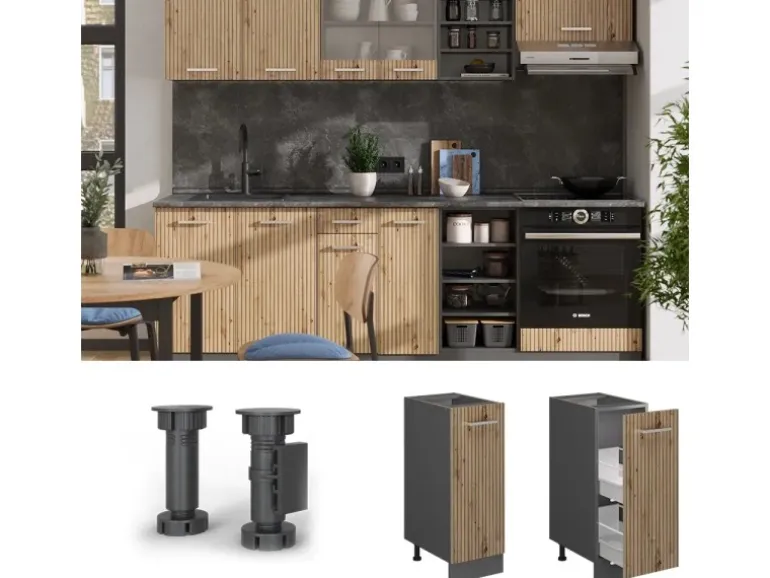 Vicco Apothekerschrank R-Line Artisan-Eiche/Anthrazit 30 cm ohne Arbeitsplatte