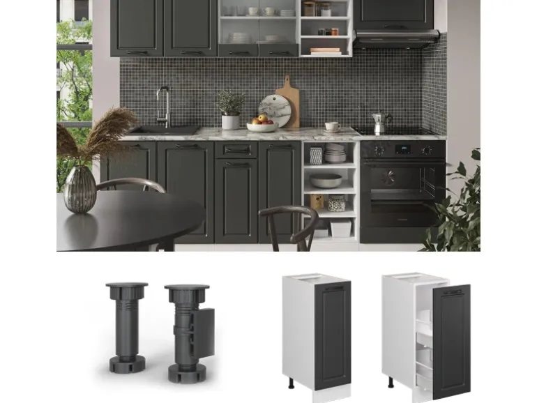 Vicco Apothekerschrank R-Line Anthrazit Landhaus/Weiß 30 cm AP Eiche