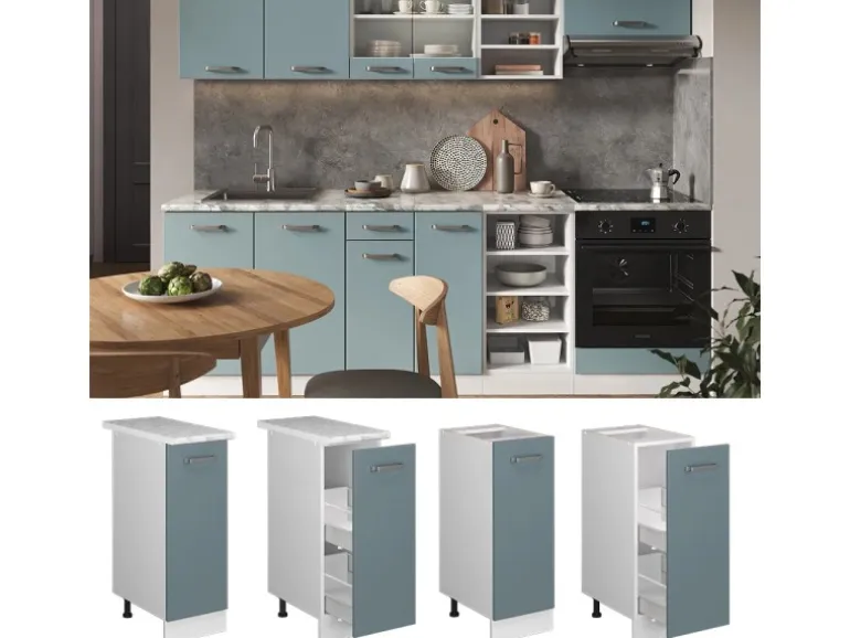 Vicco Apothekerschrank R-Line Blau-Grau/Weiß 30 cm ohne Arbeitsplatte