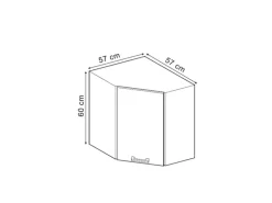 Vicco Eckhängeschrank R-Line Küchen-Eckschrank Artisan-Eiche/Weiß 57 cm