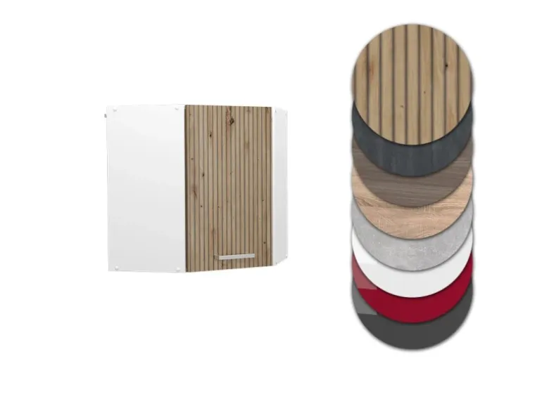 Vicco Eckhängeschrank R-Line Küchen-Eckschrank Artisan-Eiche/Weiß 57 cm