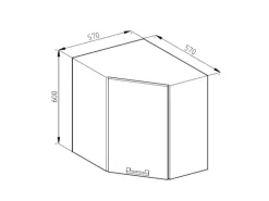 Vicco Eckhängeschrank R-Line Küchen-Eckschrank Anthrazit Landhaus/Weiß 57 cm