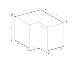 Vicco Eckunterschrank R-Line Küchen Eckschrank Sonoma/Weiß 76 cm ohne Arbeitsplatte