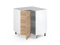 Vicco Eckunterschrank R-Line Küchen Eckschrank Sonoma/Weiß 76 cm ohne Arbeitsplatte