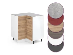 Vicco Eckunterschrank R-Line Küchen Eckschrank Sonoma/Weiß 76 cm ohne Arbeitsplatte