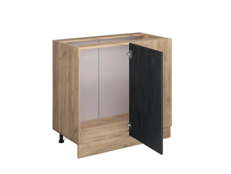 Vicco Eckunterschrank R-Line Schwarz Beton/Goldkraft Eiche 86 cm AP Eiche