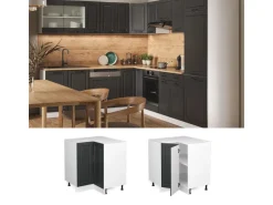 Vicco Eckunterschrank R-Line Anthrazit Landhaus/Weiß 76 cm ohne Arbeitsplatte