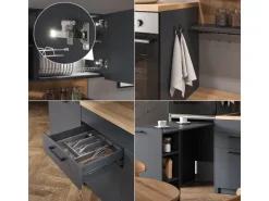 Vicco Egbert Küchenzeile Anthrazit 160 cm mit Ausziehbarem TischEgbert ohne E-Geräte