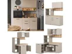 Vicco Egbert SingleKüche Greige 160 cm mit Ausziehbarem TischEgbert ohne E-Geräte