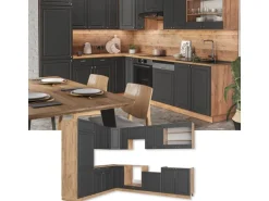 Vicco Fame-Line Eckküche Anthrazit Landhaus/Goldkraft Eiche 227 x 60 cm ohne Arbeitsplatte ohne E-Geräte