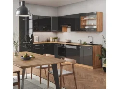 Vicco Fame-Line Eckküche Anthrazit Hochglanz/Goldkraft Eiche 227 x 60 cm ohne Arbeitsplatte ohne E-Geräte