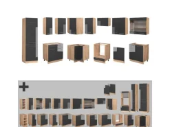 Vicco Fame-Line Eckküche Anthrazit Hochglanz/Goldkraft Eiche 227 x 60 cm ohne Arbeitsplatte ohne E-Geräte