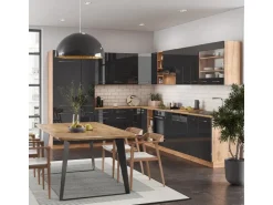 Vicco Fame-Line Eckküche Anthrazit Hochglanz/Goldkraft Eiche 347 x 257 cm AP Anthrazit ohne E-Geräte