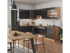 Vicco Fame-Line Eckküche Anthrazit Hochglanz/Goldkraft Eiche 227 x 287 cm AP Eiche ohne E-Geräte
