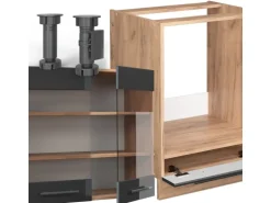 Vicco Fame-Line Eckküche Anthrazit Hochglanz/Goldkraft Eiche 160 x 190 cm AP Anthrazit ohne E-Geräte