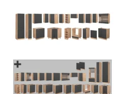 Vicco Fame-Line Eckküche Anthrazit Landhaus/Goldkraft Eiche 347 x 257 cm AP Anthrazit ohne E-Geräte