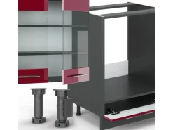 Vicco Fame-Line Eckküche Bordeaux Hochglanz/Anthrazit 347 x 257 cm mit Arbeitsplatte ohne E-Geräte