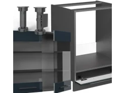 Vicco Fame-Line Eckküche Dunkelblau Hochglanz/Anthrazit 160 x 190 cm AP Anthrazit ohne E-Geräte