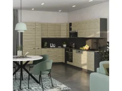 Vicco Fame-Line Eckküche Eiche Paneel/Anthrazit 347 x 257 cm ohne Arbeitsplatte ohne E-Geräte